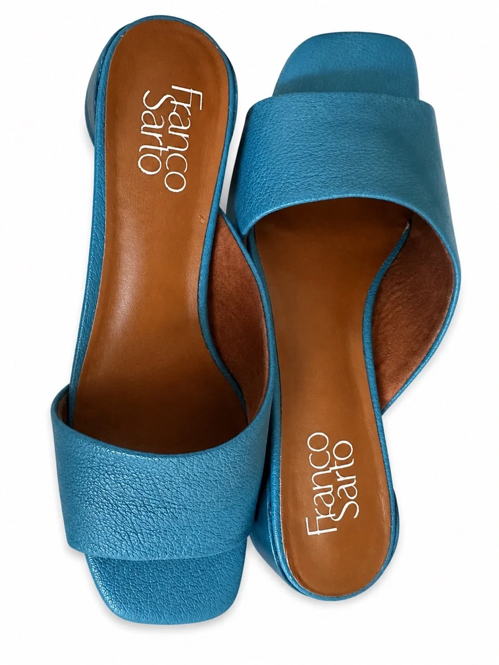 Franco Sarto Teal Leather Slide Mules